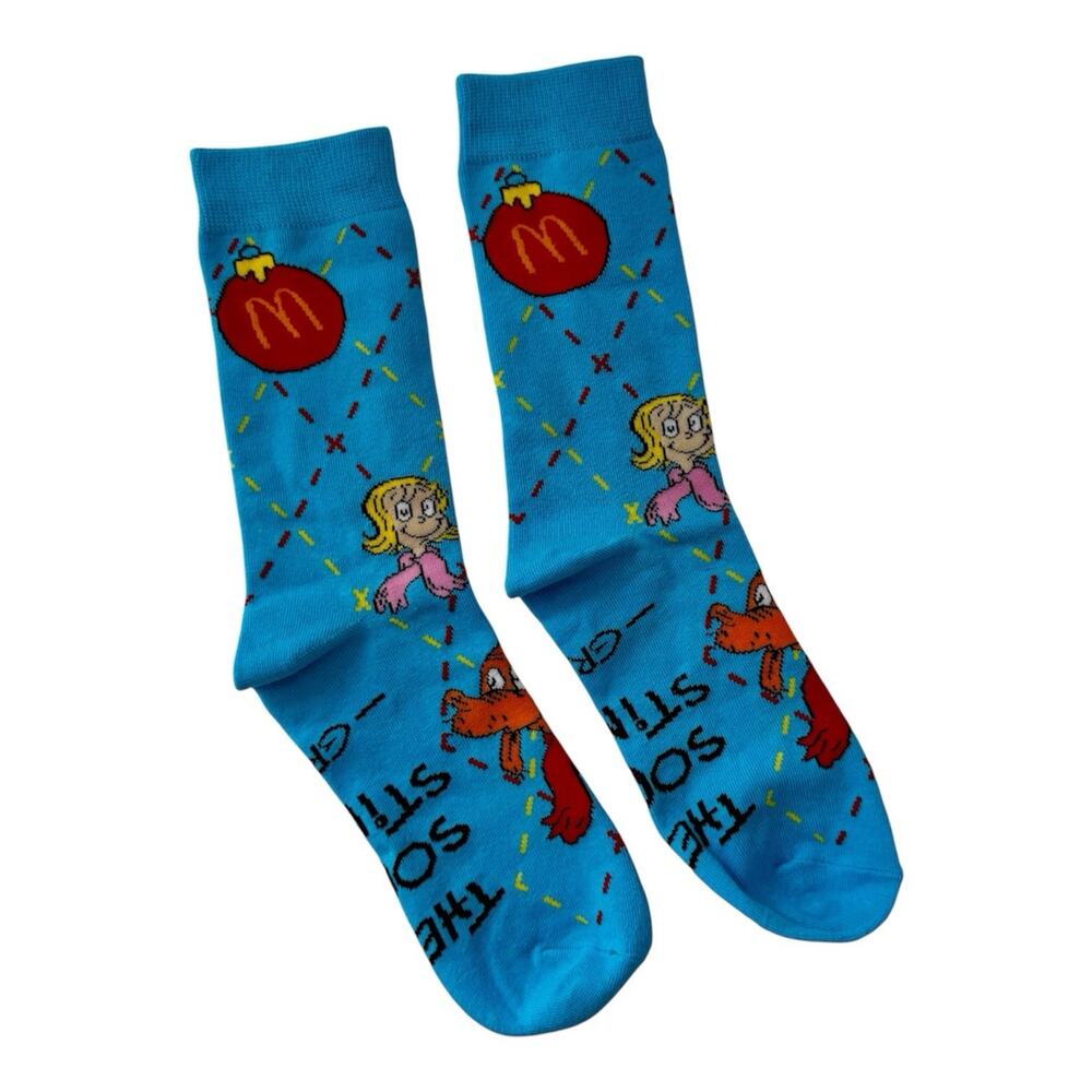 2025 McDonald’s Grinch Blue Collectible Socks Christmas Adult Happy Meal Opened